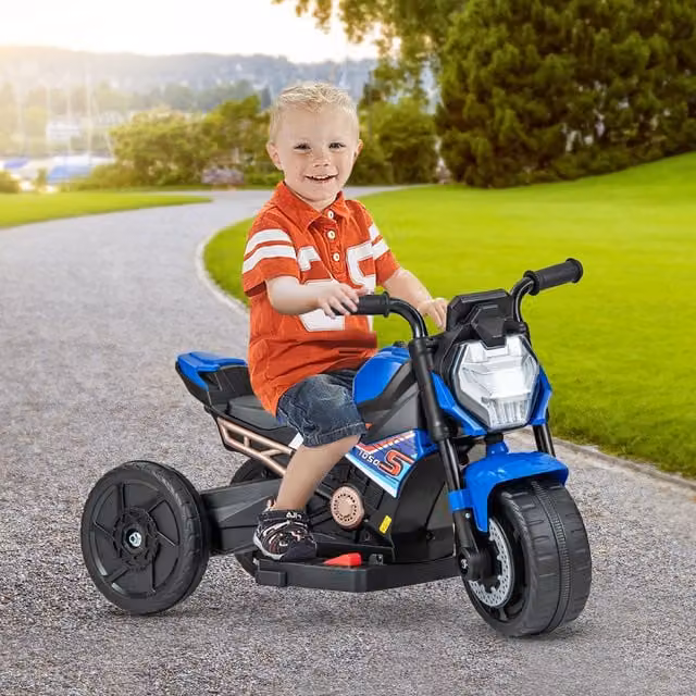 Costway Blue Electric Kids Ride-on Motorcycle with Light and Sound Effects
