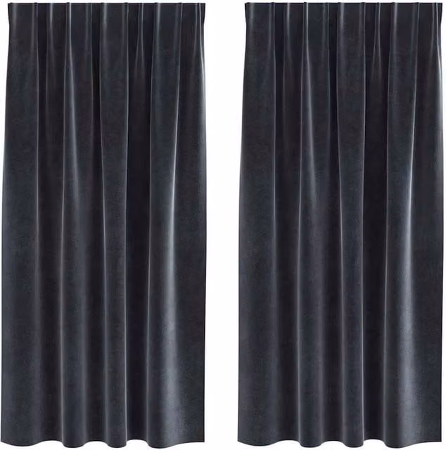 Berkfield Home Dark Grey Velvet Blackout Curtains with Top Tape, 2 Pack
