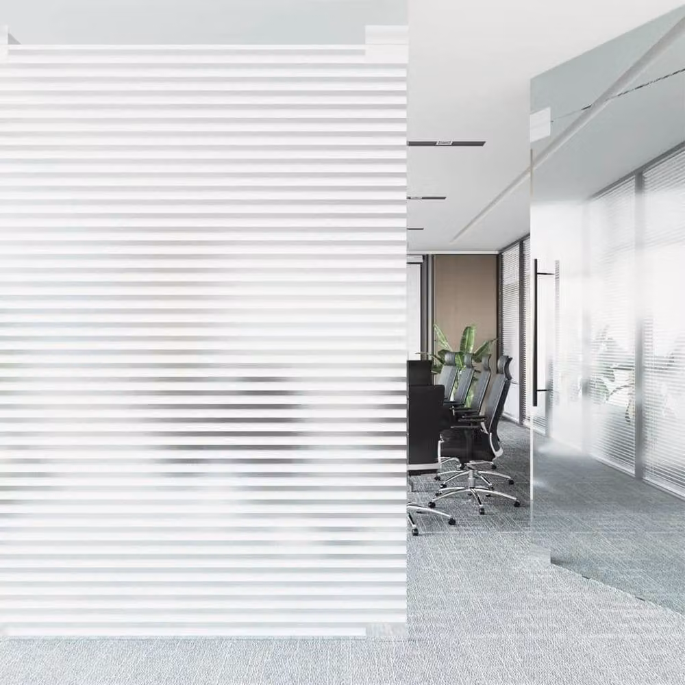 Berkfield Home Striped Frosted Window Film, 4 Piece Black and White PVC Adhesive Blinds Pattern