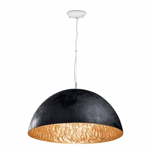 Netlighting Magma 3 Light Dome Ceiling Pendant in Black and Gold/Brass