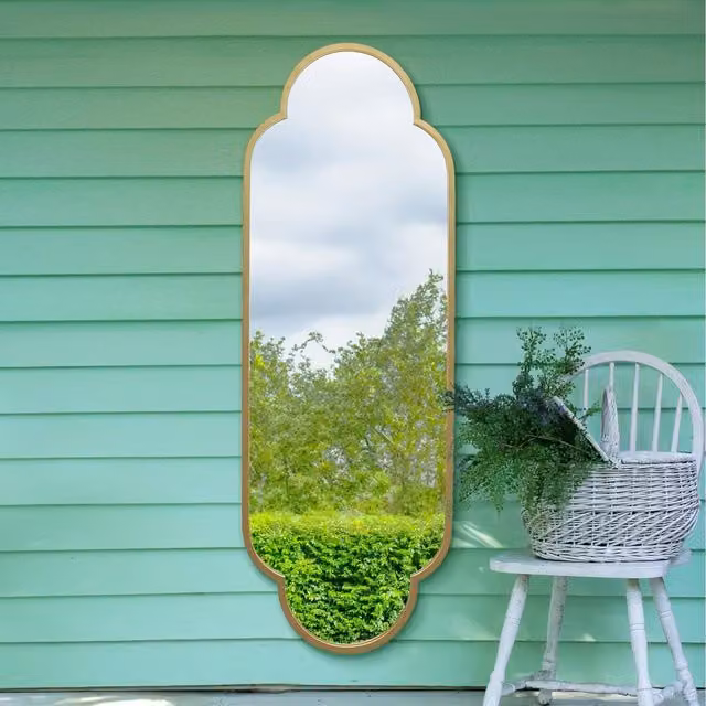MirrorOutlet Modern Double Arched Wall Mirror in Gold and Black, Height: 170 cm