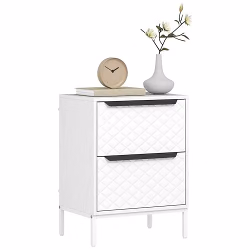 HOMCOM Modern White Chest of Drawers with 2 Fabric Drawers and Aluminium Handles, W/D/H: 60 x 30 x 76 cm – 1
