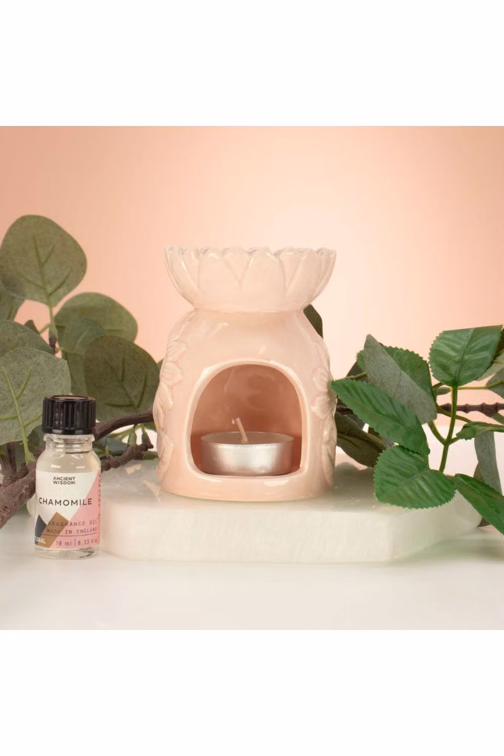 KDMD Ceramic Sunflower Oil Burner in Dusty Pink – 2