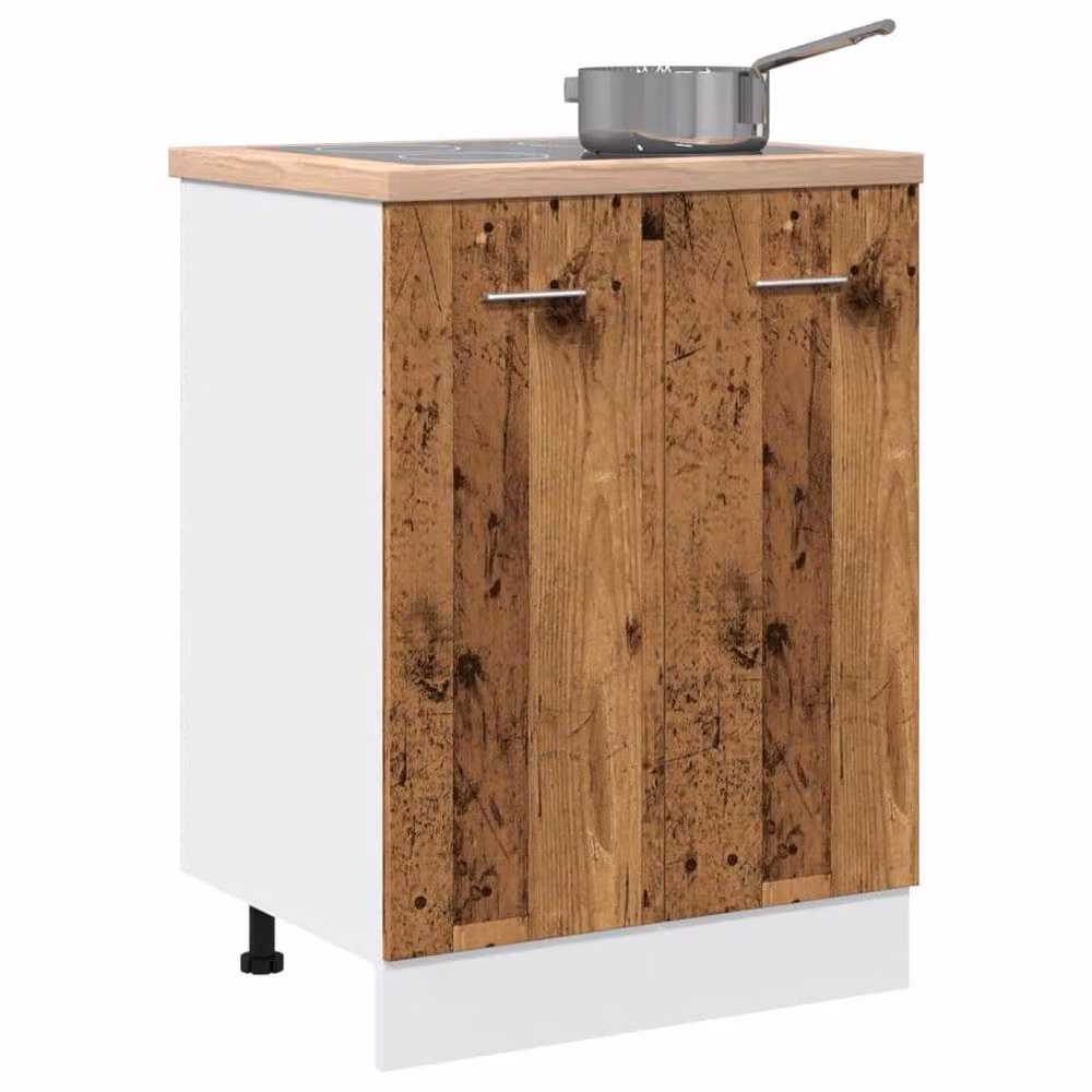 Berkfield Home Lyon Old Wood Kitchen Base Unit, Brown, W/D/H: 60 x 46 x 81.5 cm