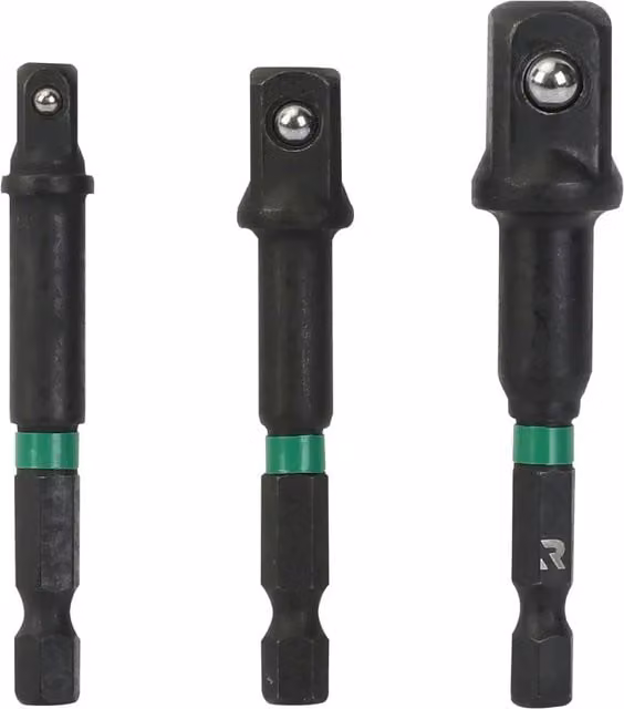 Rikä 3-Piece 1/4 Inch Hex-to-Square Shockware Socket Adaptor Set in Black