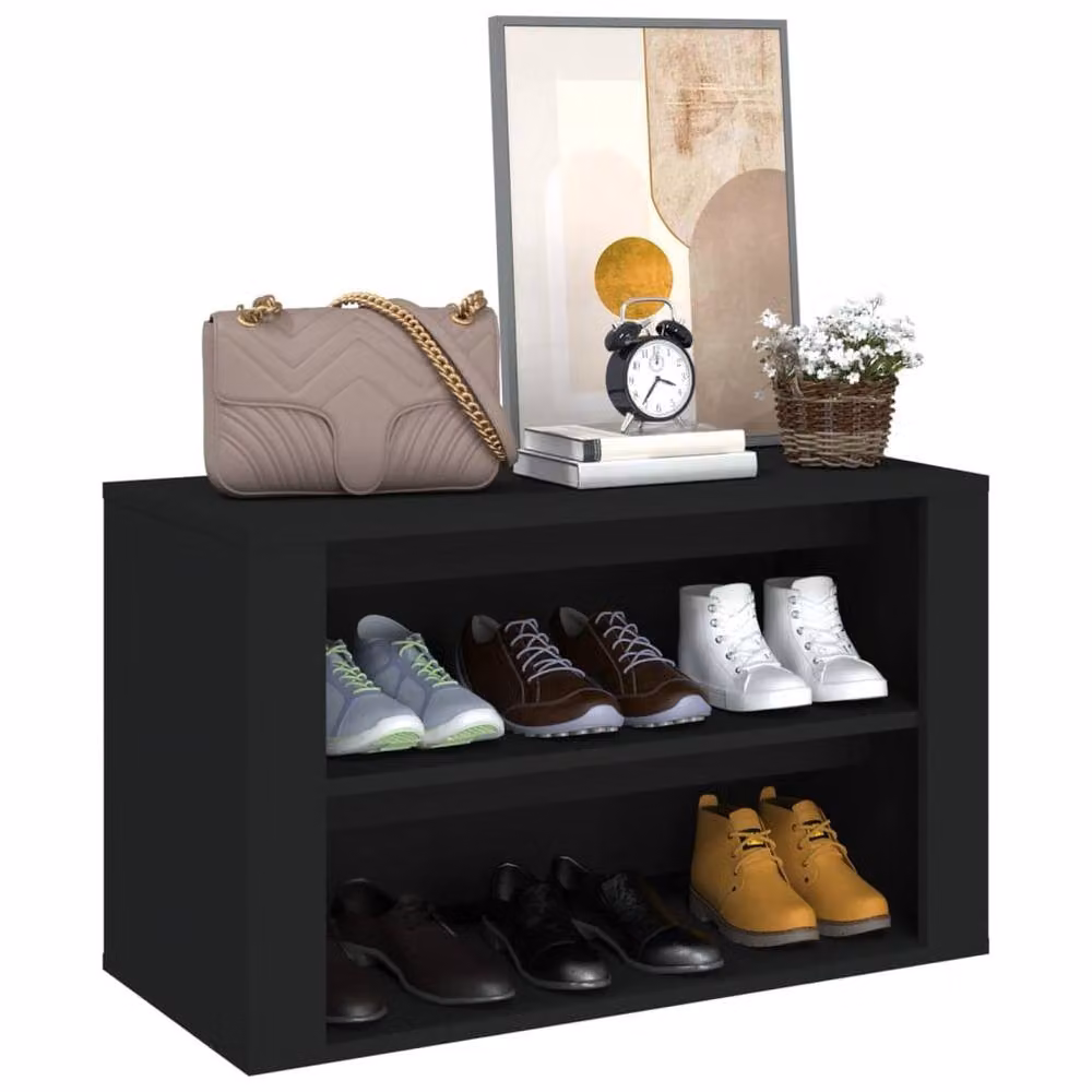 Berkfield Home Black MDF Shoe Rack, W/D/H: 75 x 35 x 45 cm – 3