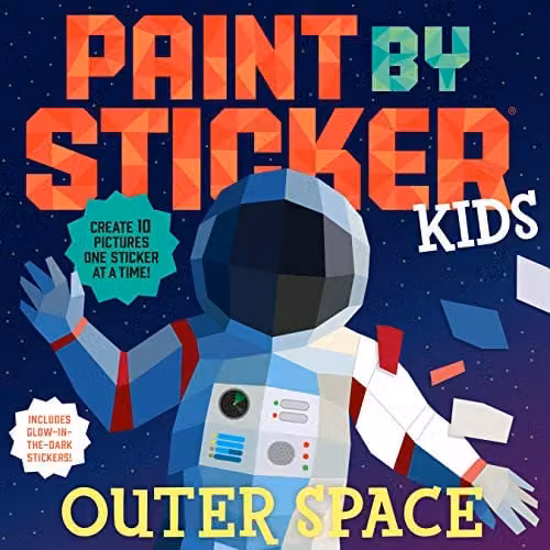 Workman Publishing Paint by Sticker Kids Outer Space Activity Book with Glow-in-the-Dark Stickers, Multicolour – 1