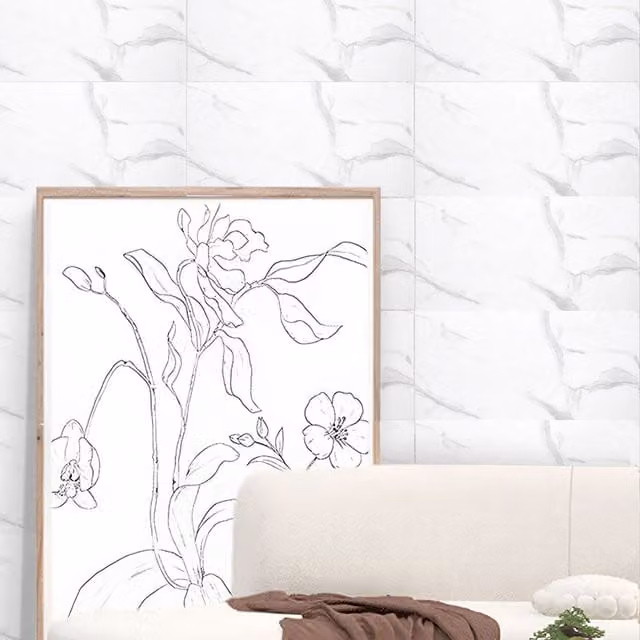 Livingandhome 10-Piece Waterproof and Oilproof Marble Texture Wall Sticker in White