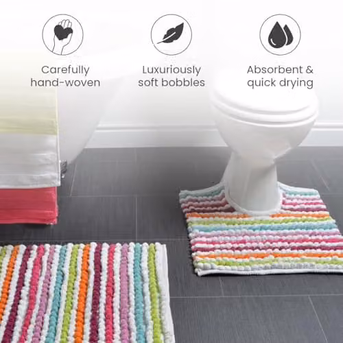 Allure Bath Fashions Striped Chunky Bobble Bath Mat, Multicolour, W: 50 cm, D: 80 cm – 3