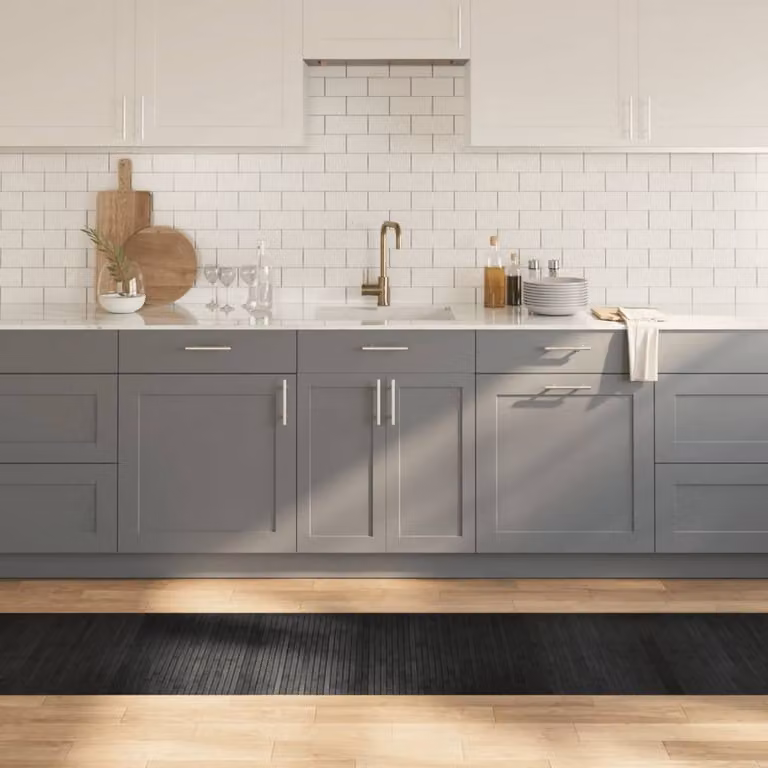 Berkfield Home Rectangular Bamboo Rug in Dark Grey, W: 60 cm, L: 500 cm