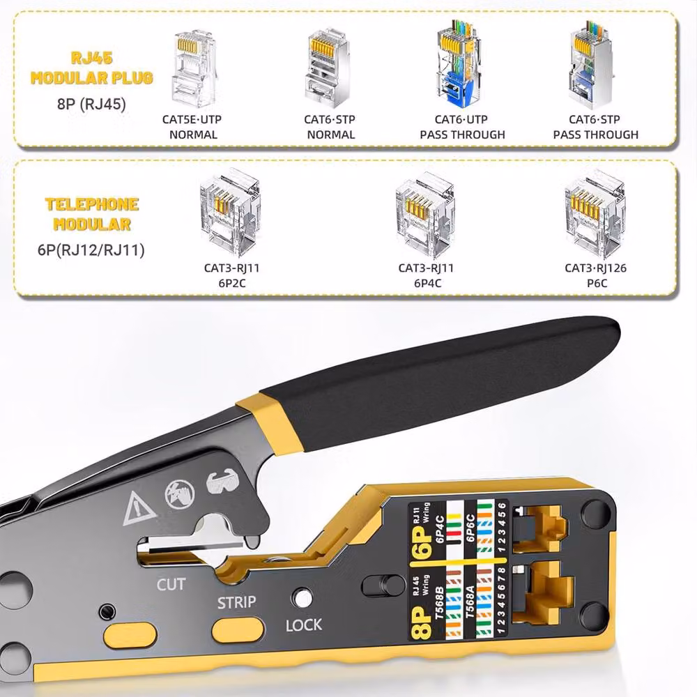 Ventryn RJ45 Pass Through Crimp Tool Kit Ethernet Cable Crimper Set, Multicolour – 3