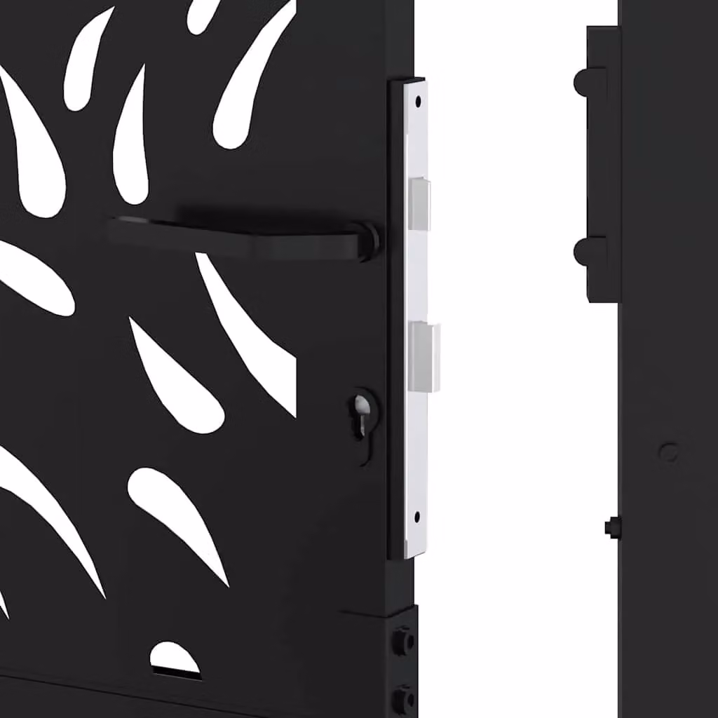 Berkfield Black Steel Garden Gate with Flame Design, W: 105 cm, H: 180 cm – 4