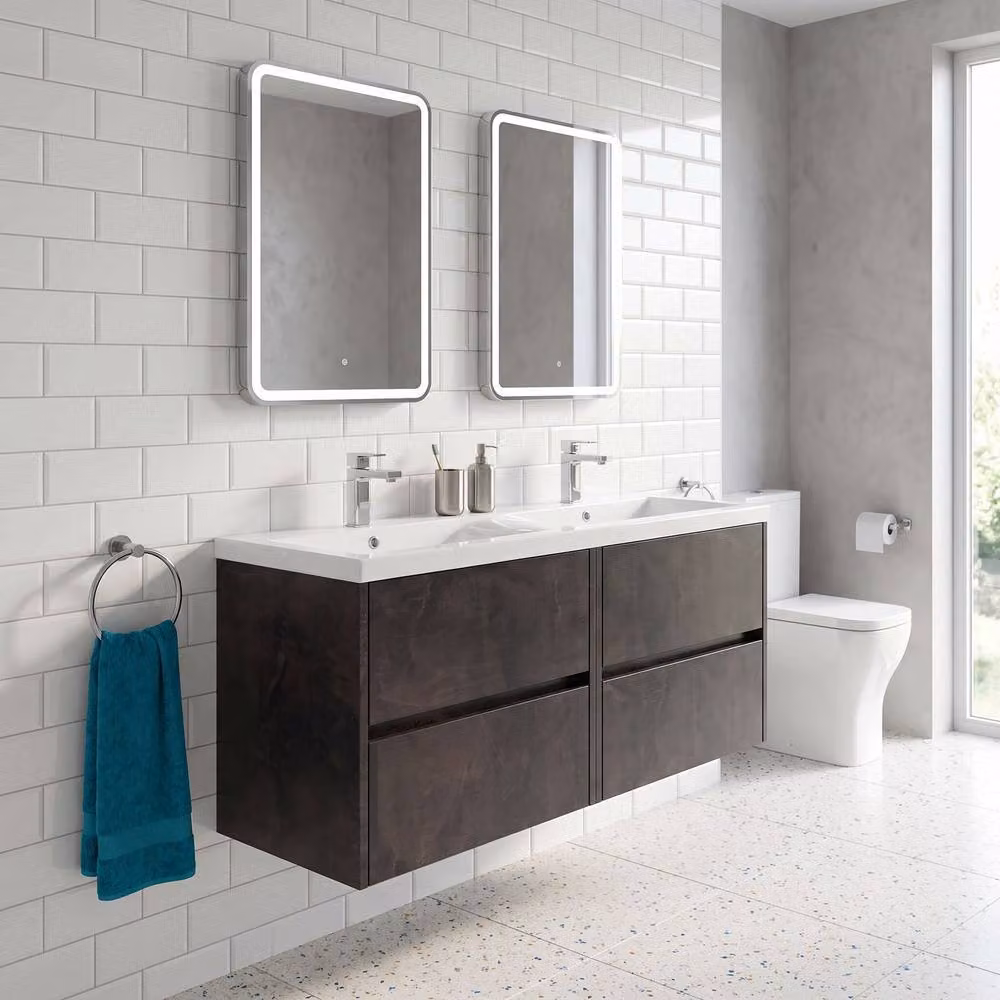 Balterley Chartley Contemporary 4 Drawer Wall Hung Vanity Basin Unit, Grey, Width: 120 cm – 2