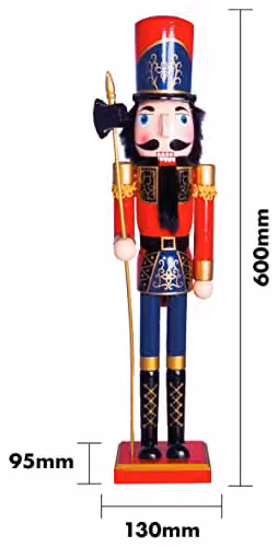 St Helens Home & Garden Nutcracker with Sceptre Christmas Decoration, Multicolour, Height: 60 cm – 2