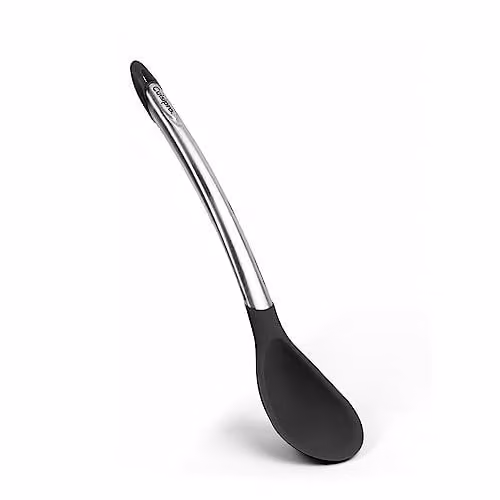 Cuisipro Black Silicone and Stainless Steel Oval Cooking Spoon with Hanging Loop – 1