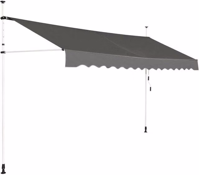 Kelvenix Grey Aluminium Telescopic Retractable Clamp Awning with Crank Mechanism, W/D/H: 400 x 120 x 185 cm – 1