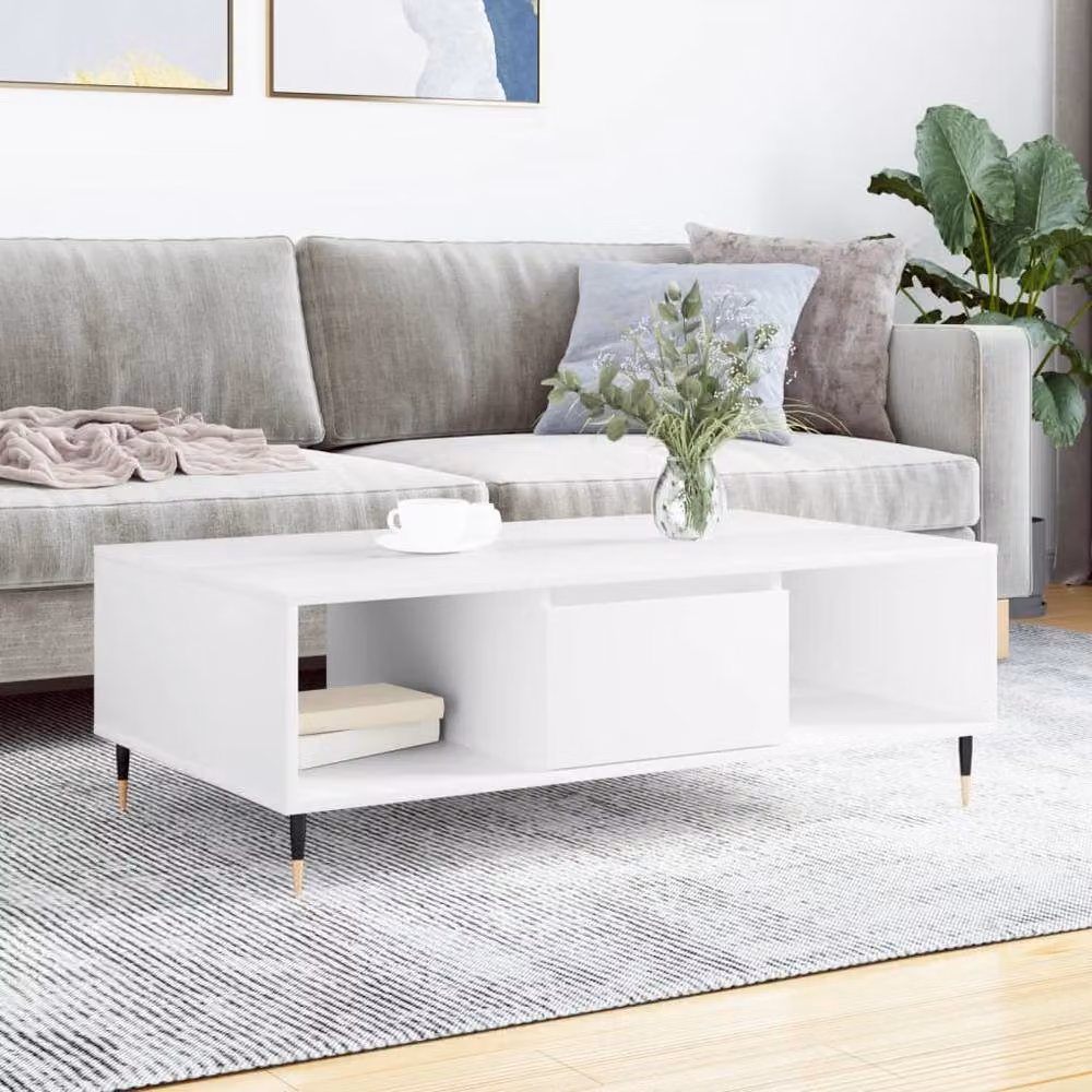 Berkfield Home Modern White Decorative Coffee Table, W/D/H: 104 x 60 x 35 cm – 1