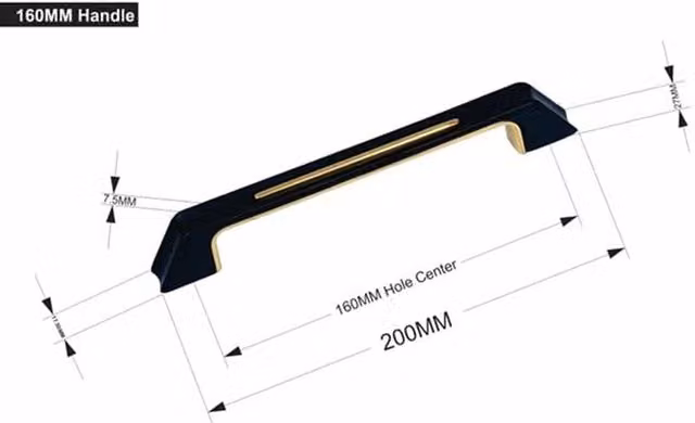 Golden Grace Shell Cabinet Cupboard Pull Handles in Matt Black and Gold, 160mm