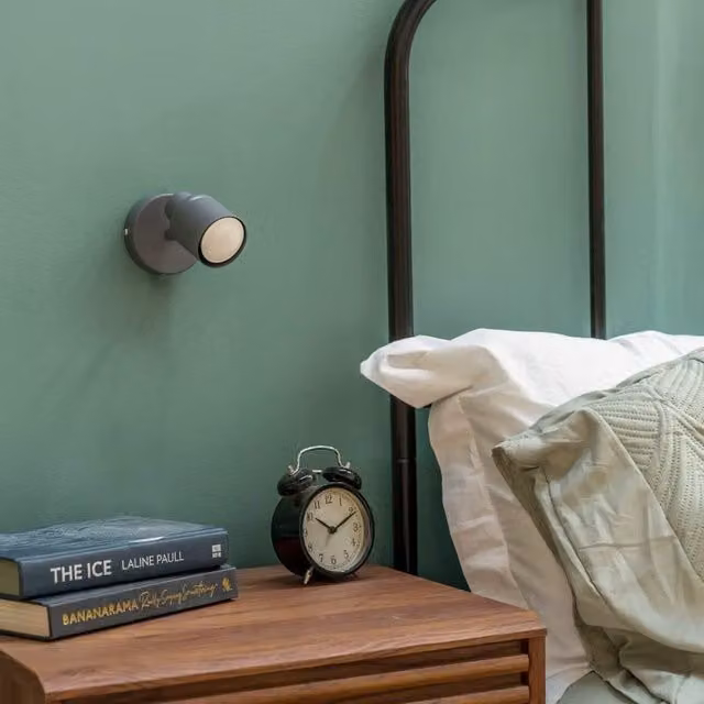 ValueLights Benton Single Adjustable GU10 Wall Light, IP44 Rated Grey Bathroom Spotlight