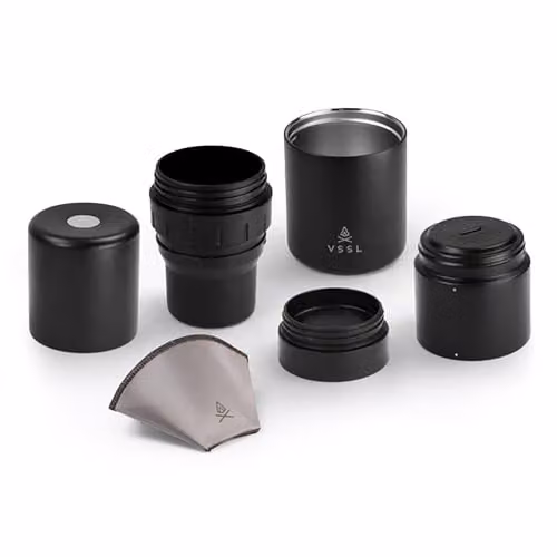 VSSL Nest Pour-Over Coffee Kit with Two Double Wall Insulated Mugs in Black – 1