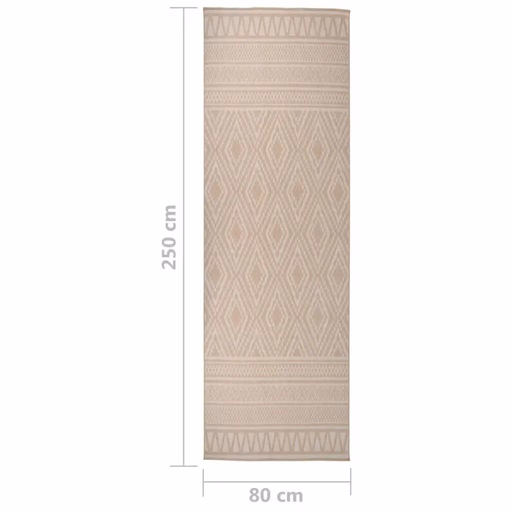 Berkfield Home Outdoor Flatweave Striped Rug in Brown and Beige, W/D/H: 80 x 250 cm – 2