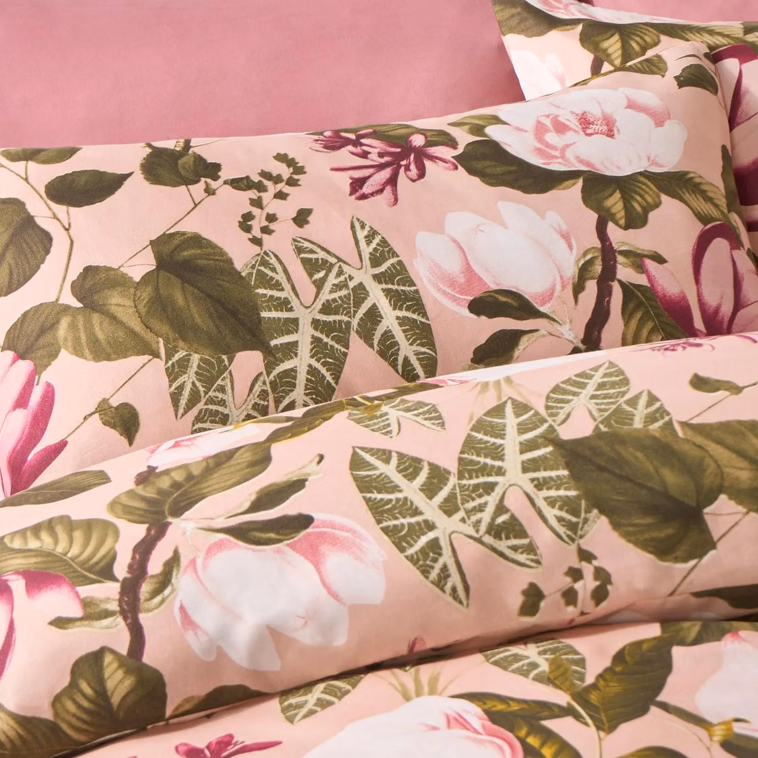 OHS Reversible Floral Duvet Cover and Pillowcase Set in Pink, King Size, W/D/H: 180 x 200 cm, Pillowcase: 50 x 75 cm – 2