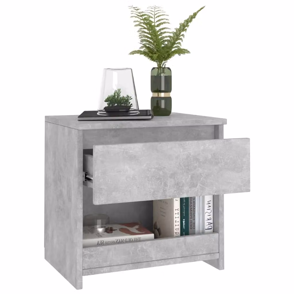 Berkfield Home Bedside Cabinet in Concrete Grey, W/D/H: 40 x 30 x 39 cm – 3