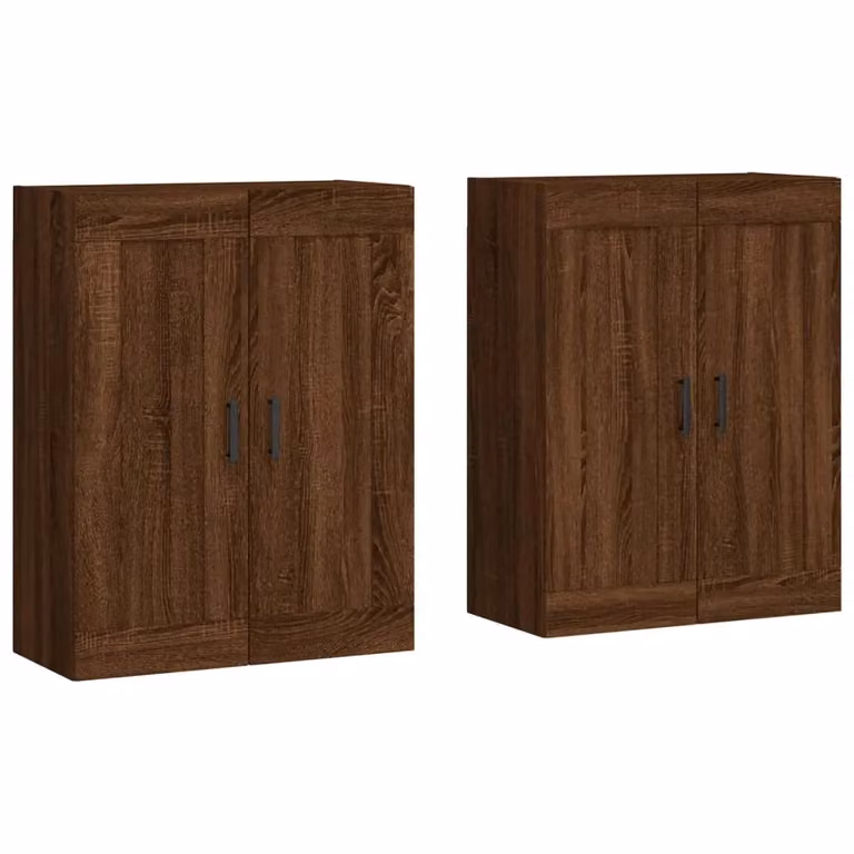 Berkfield Home Set of 2 Wall Mounted Cabinets in Brown Oak Engineered Wood