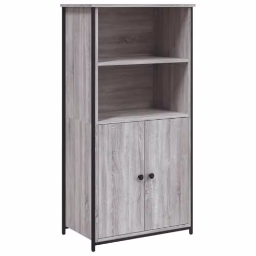 vidaXL Modern Grey Sonoma Highboard with Hinged Doors and Internal Shelves, W: 62.0 cm, D: 36.0 cm, H: 121.5 cm – 1