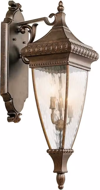 Loops Outdoor IP44 3 Bulb Wall Light in Brushed Bronze with Multicolour LED E14 60W – 1