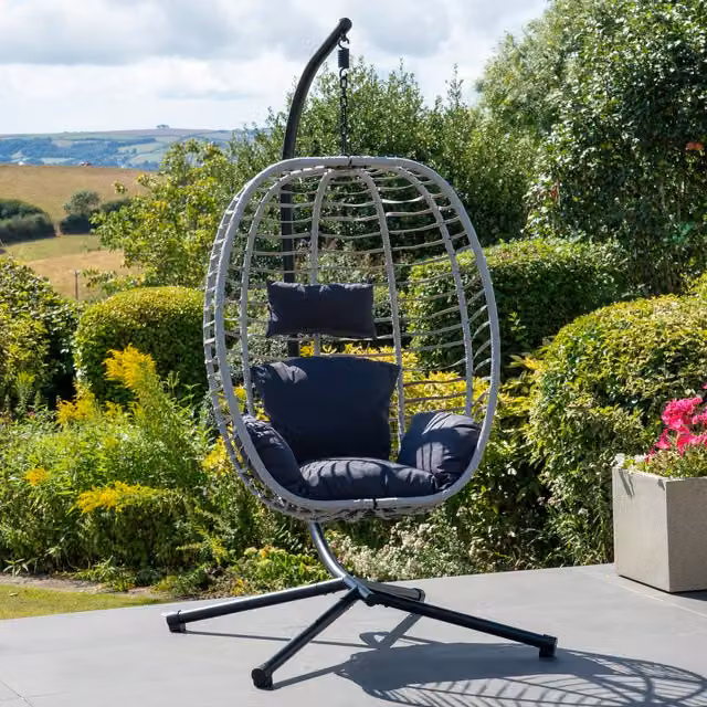 Artemis Home Wilton Hanging Swing Single Egg Pod Chair in Grey