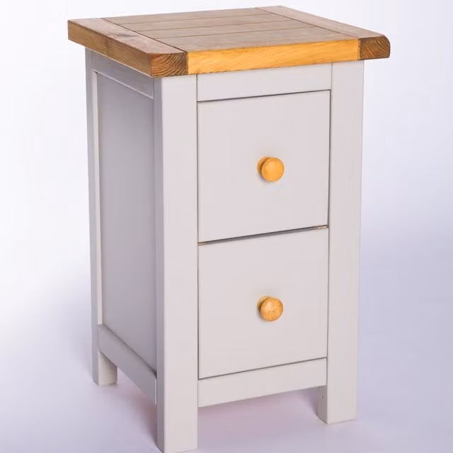 Cabinet Bits Argenta 2 Drawer Petite Bedside Cabinet in Grey with Wood Knobs