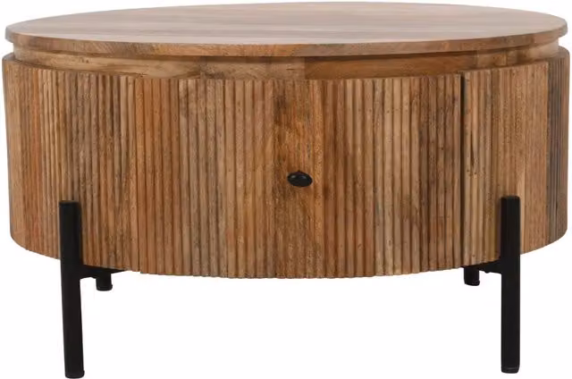 IH Design Margarita Natural Solid Wood Coffee Table with Metal Legs, W/D/H: 80 x 80 x 45 cm – 1
