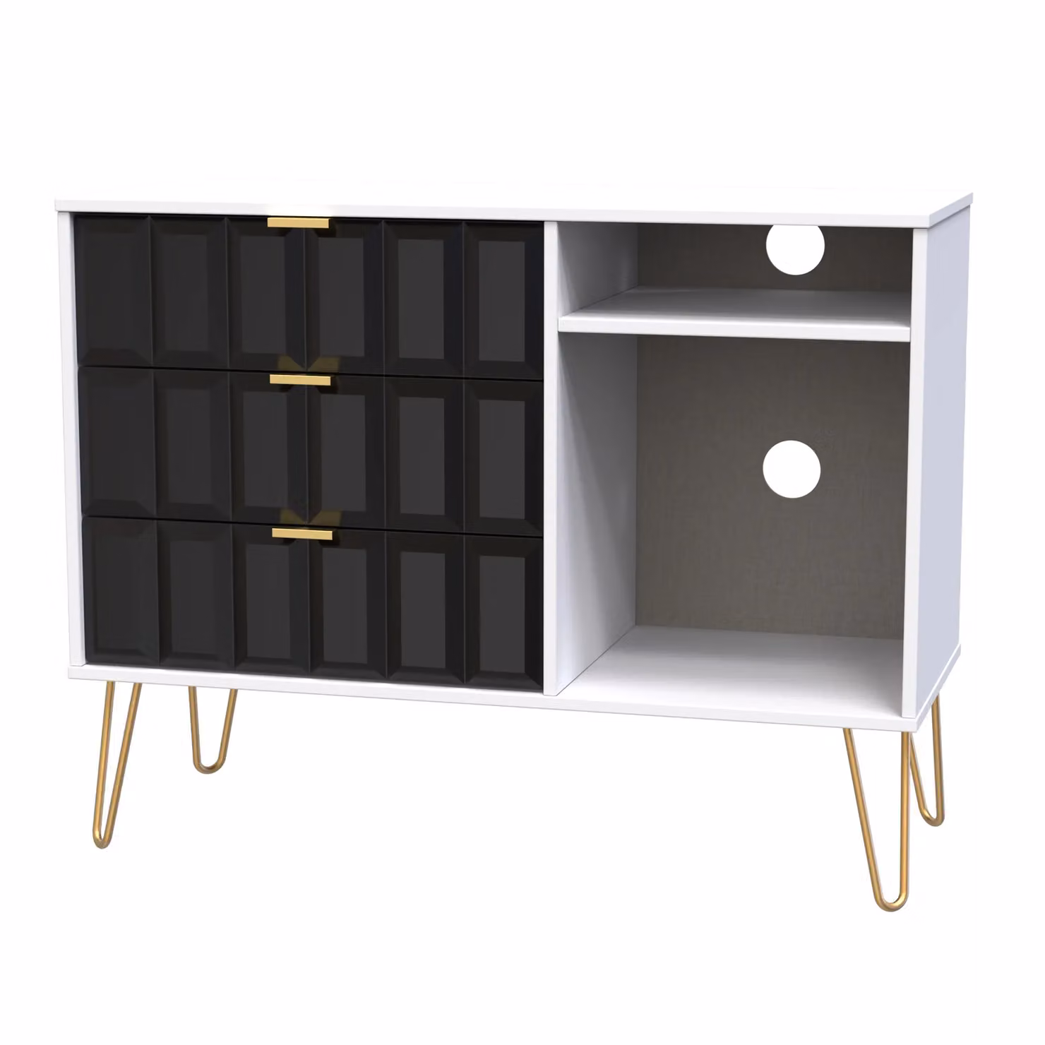 Ready Assembled 2 U Metro 3 Drawer TV Unit in Black and Gold – 2