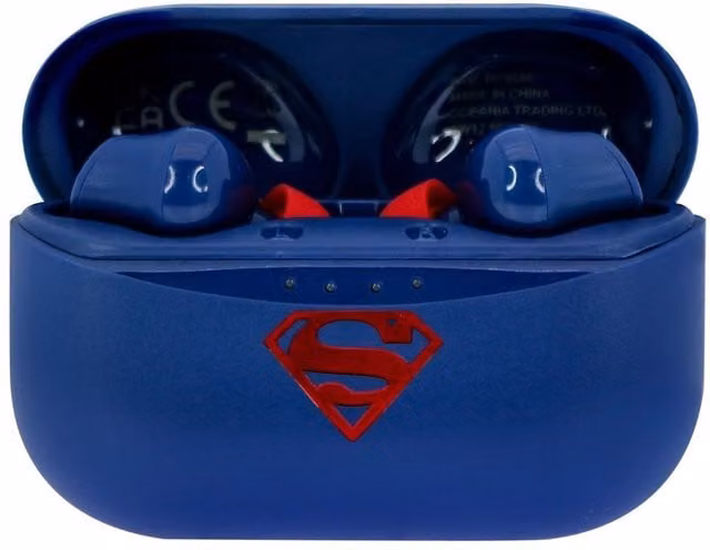 Superman Blue and Red Bluetooth Wireless In-Ear Earbuds with USB-C