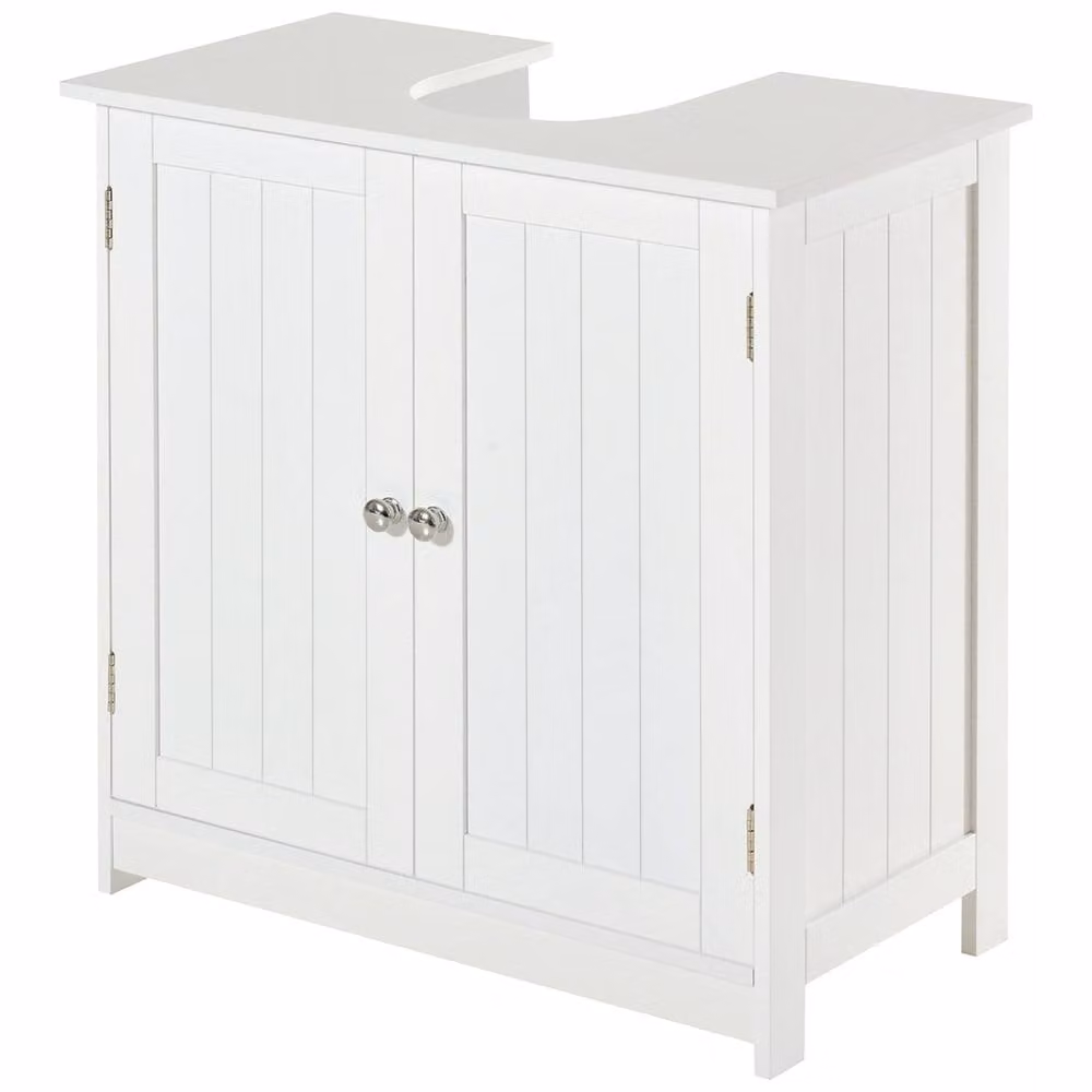 STILVORA White Under Sink Bathroom Storage Cabinet with 2 Internal Shelves and Hinged Doors – 2