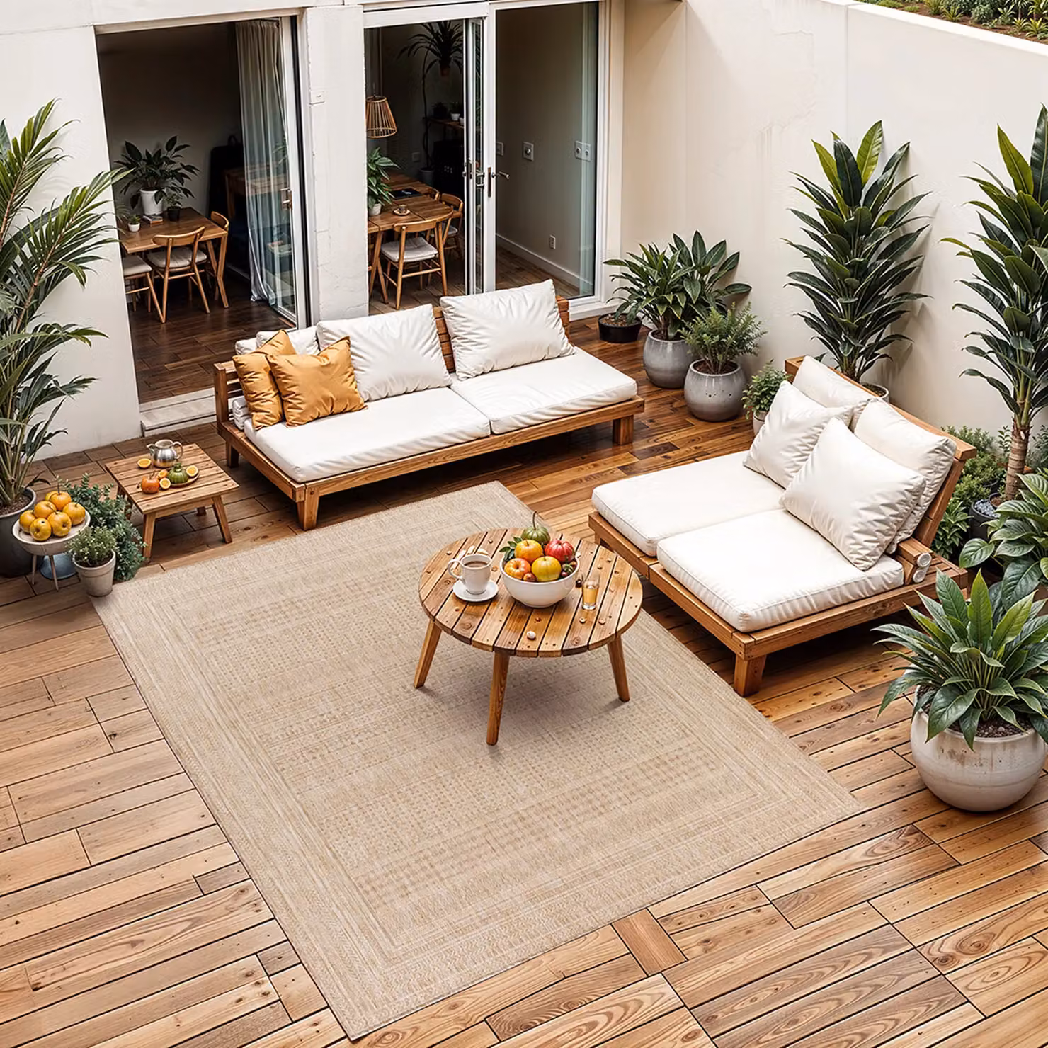 Livabliss Tuareg-Global Blue Beige Ivory Graphic In- & Outdoor Rug in Tan, W: 160 cm, L: 215 cm – 3