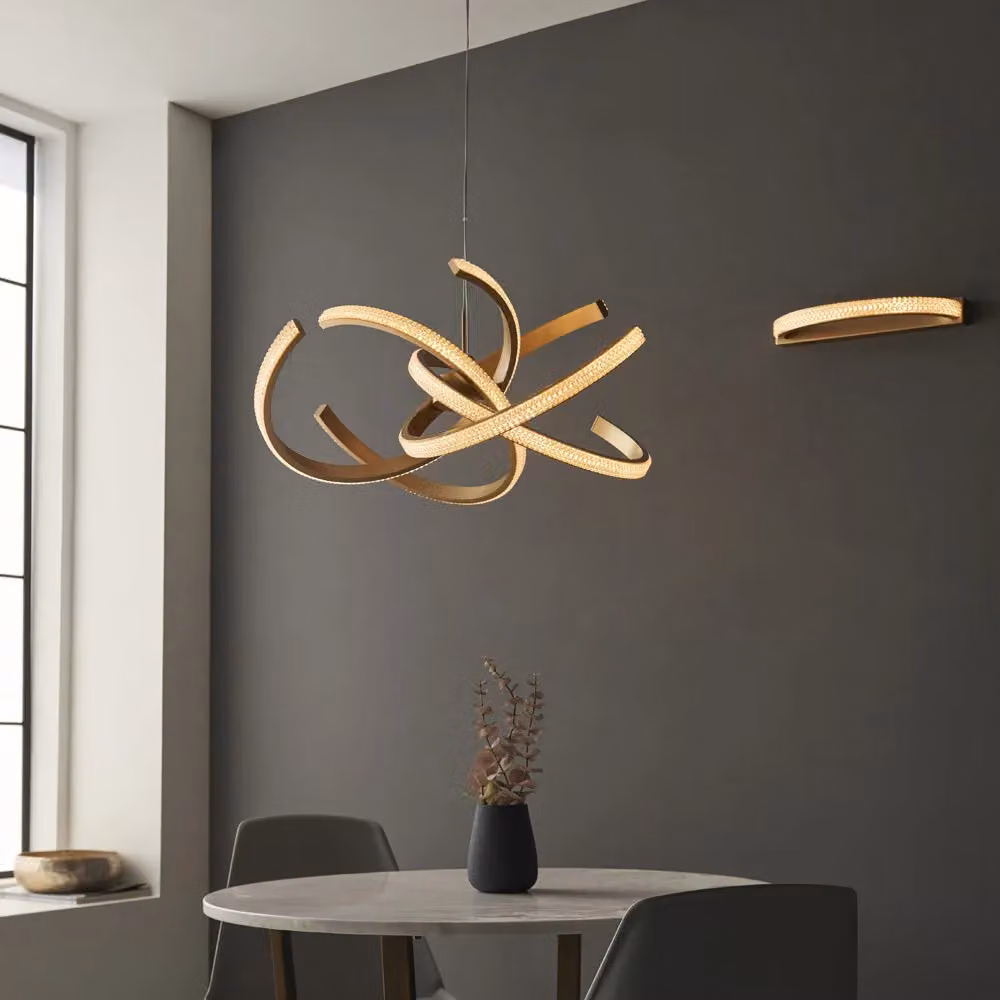Loops LED Ceiling Pendant Light Fitting in Gold and Transparent with Height Adjustable Design – 3