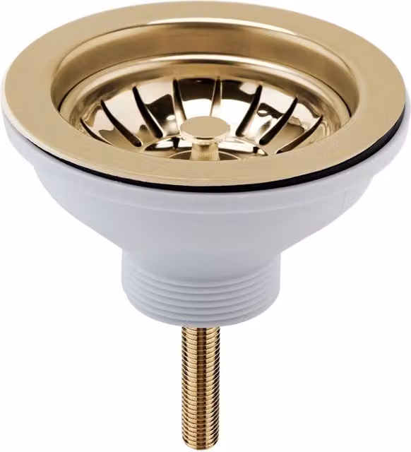 Balterley Kitchen Sink Waste Kit with Stainless Steel Basket Strainer and 1 1/2 inch Pipe, Brushed Brass, W/D/H: 11.5 x 11.5 x 6.3 cm – 1