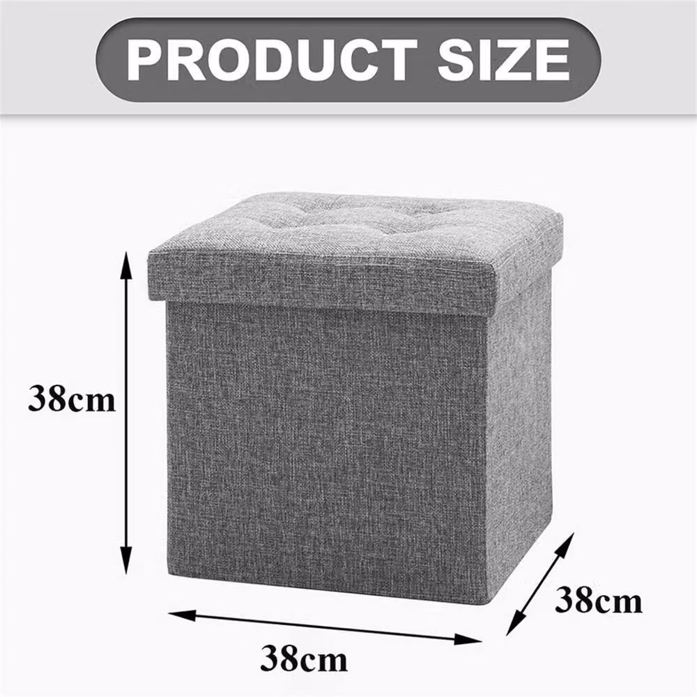 PAWNORA Large Ottoman Storage Seat Stool in Grey, W/D/H: 38 x 38 x 38 cm – 2