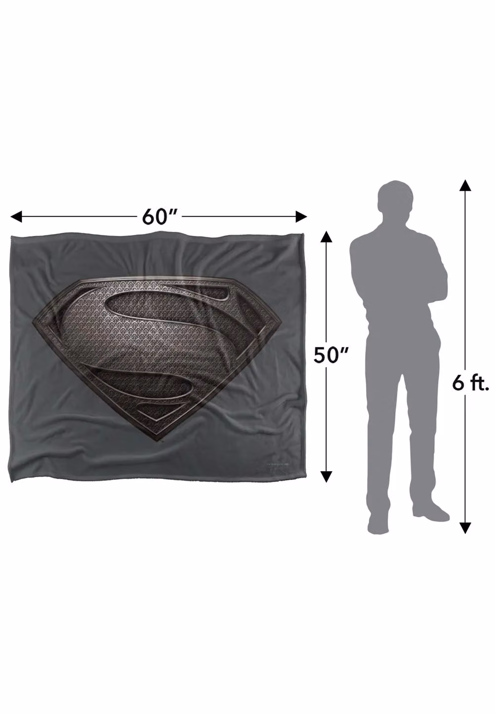 Logovision Warner Brothers Man of Steel Logo Super Soft Fleece Throw Blanket in White, W/D/H: 152 x 127 cm – 5