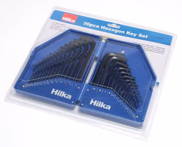 Hilka 30 Piece Steel Hex Key Set in Black Folding Case