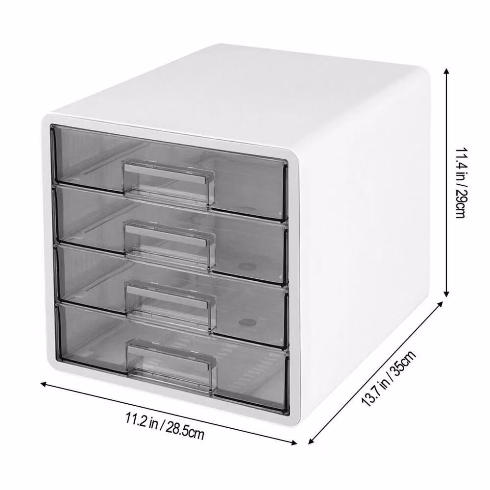 SPETLEK 4 Tier A4 Plastic Storage Drawer Tower Unit in White, Width: 60 cm – 4