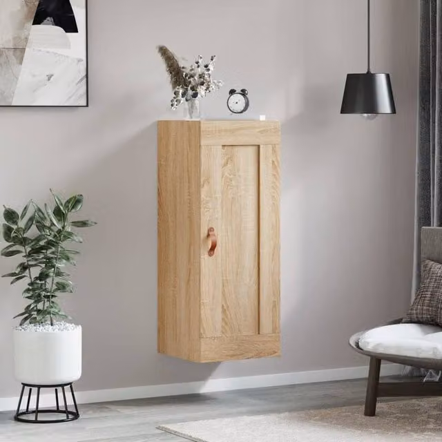Berkfield Home Wall Mounted Cabinet in Sonoma Oak, Beige, W/D/H: 34.5 x 34 x 90 cm – 1