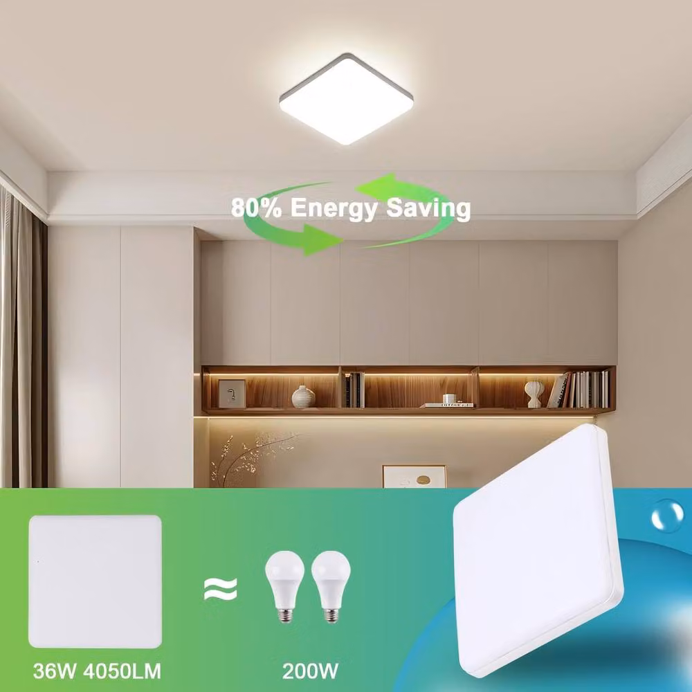 COMELY Modern Square LED Ceiling Light, 36W, 4500K, White – 2
