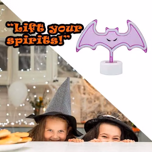 VFM e-Store Neon Bat Table Light Halloween Decoration in Purple, W: 20 cm, H: 26 cm – 5