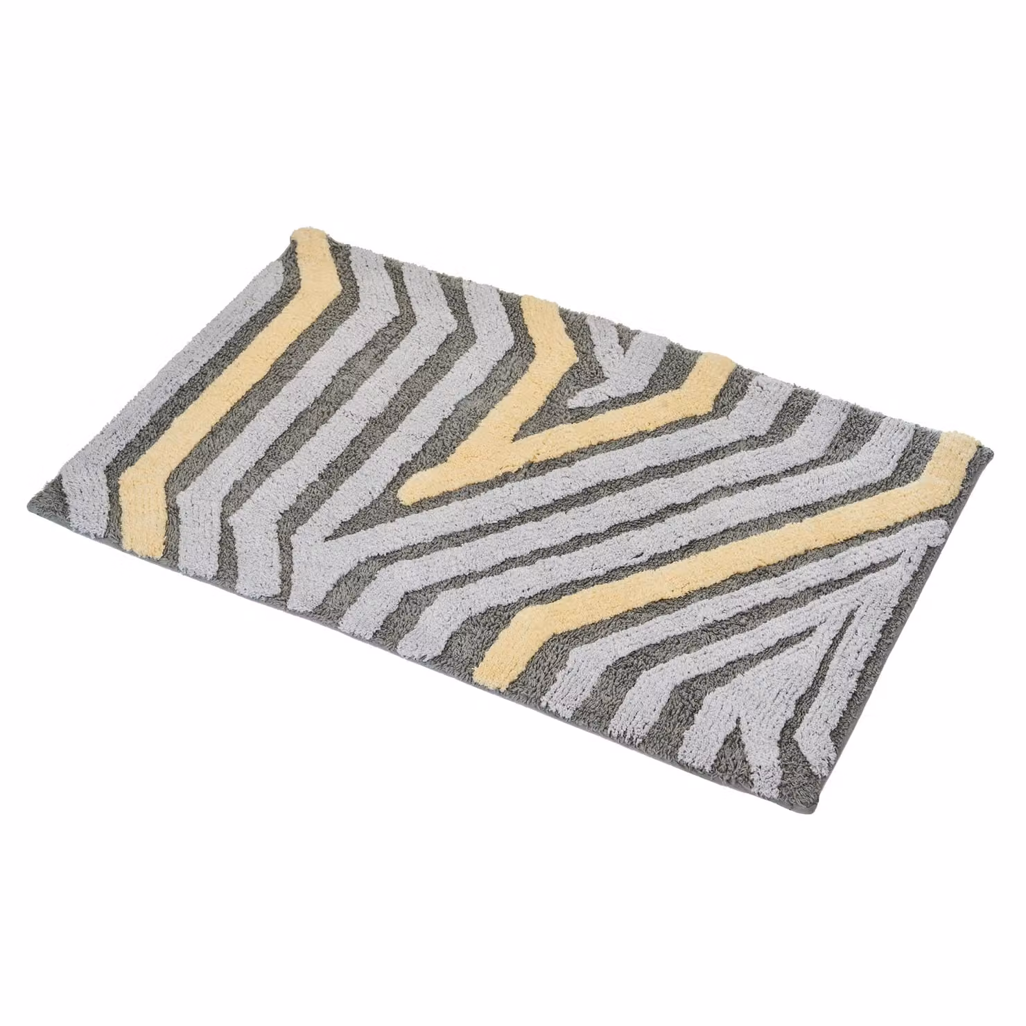 Showerdrape Barbican 100% Cotton Anti-Slip Oval Bath Mat, Blue and Grey, W: 80 cm, D: 50 cm