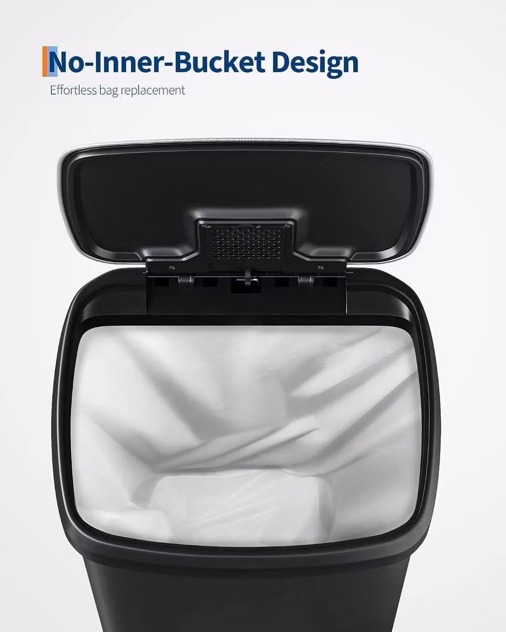 London Boutique Black Stainless Steel Step-on Kitchen Trash Can with Soft Close Lid and Fingerprint Proof Finish – 5