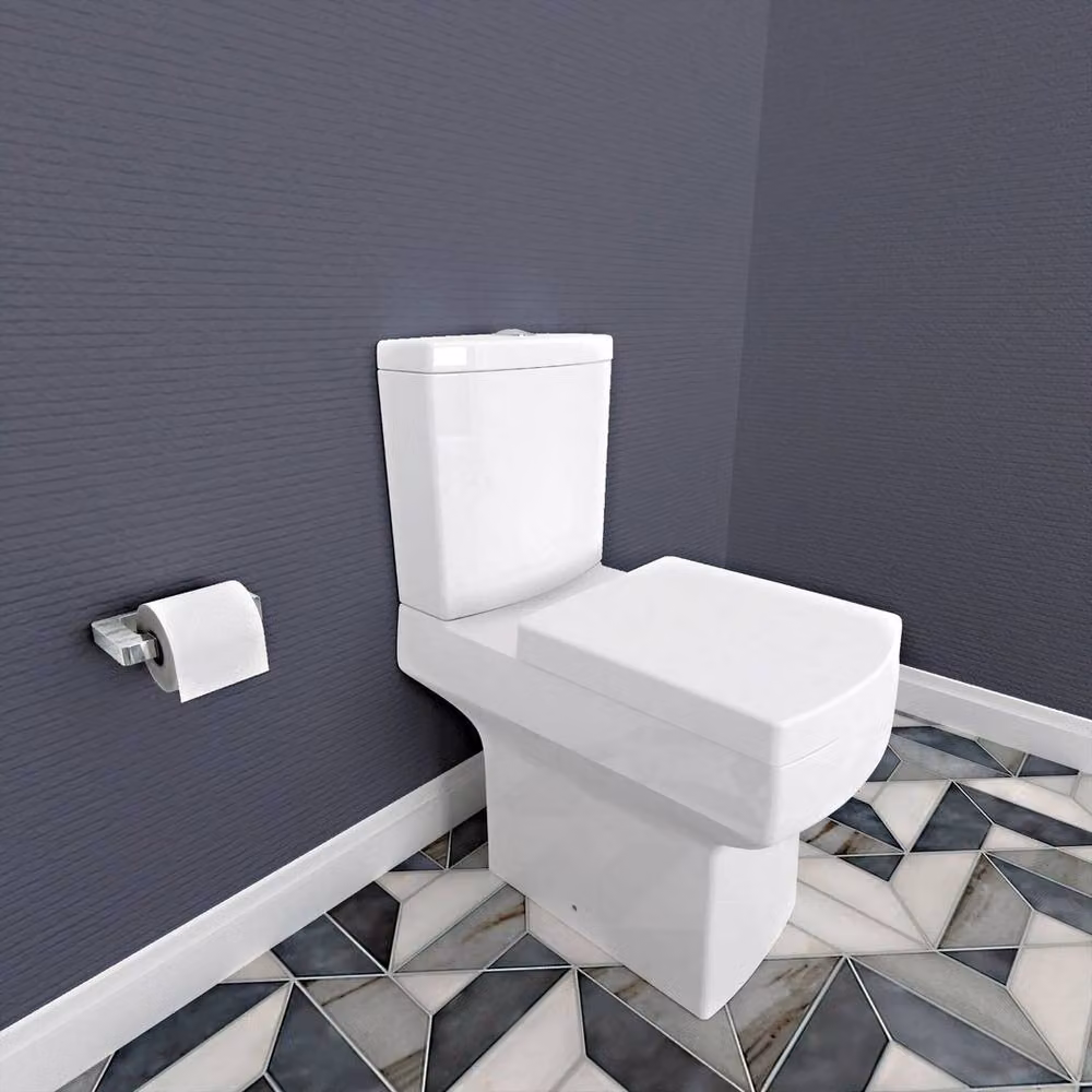 PAWNORA White Ceramic Close Coupled Toilet – 2