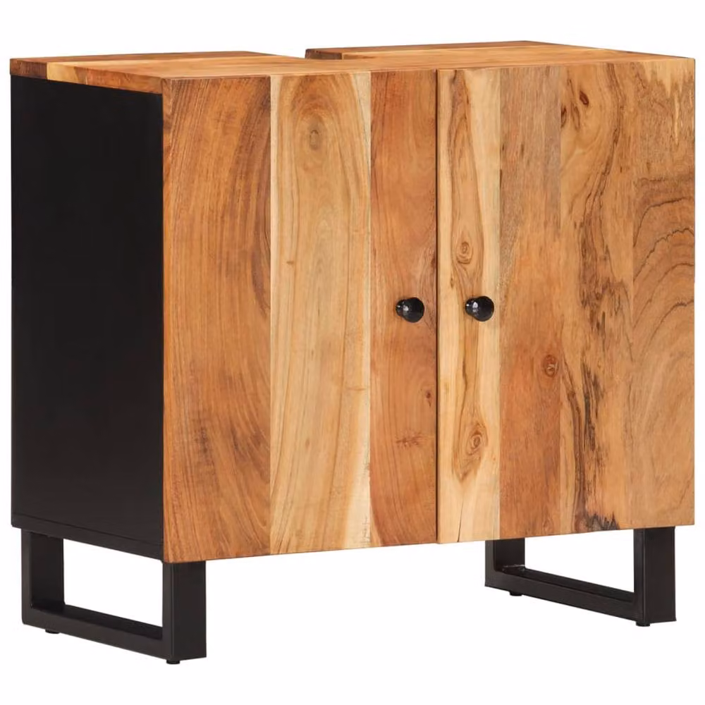 Berkfield Home Freestanding Bathroom Sink Cabinet in Brown Acacia and Engineered Wood, W/D/H: 62 x 33 x 58 cm – 3